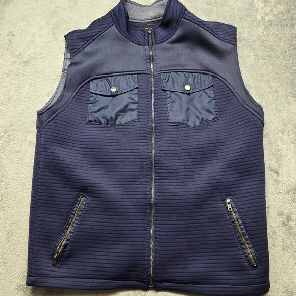 Richmarbert Full Zip Bomber Vest Jacket Mens XL Blue Zipper Pockets Sleeveless - Picture 1 of 13